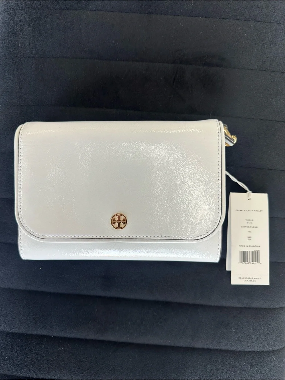 Tory Burch Crinkle chain wallet cirrus cloud color